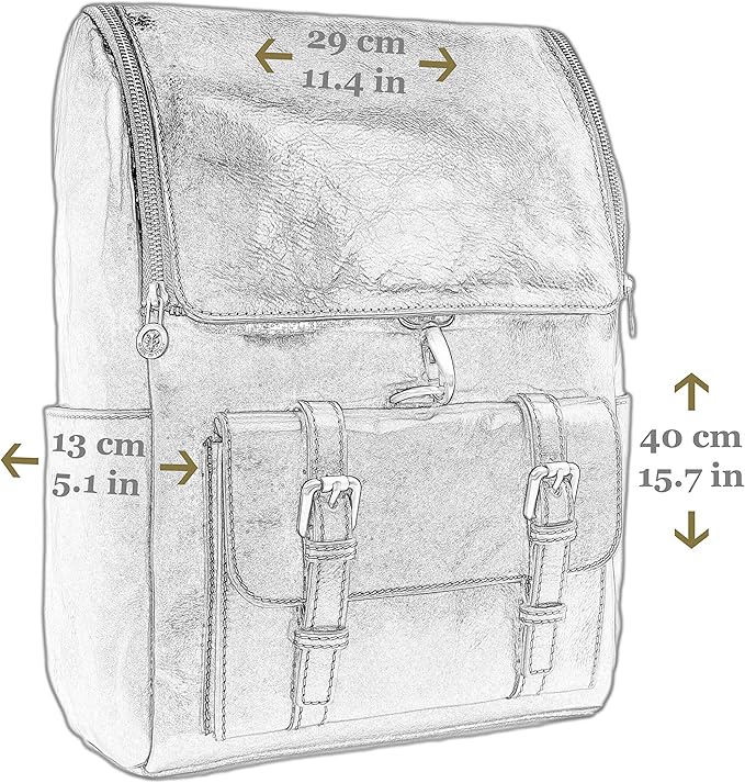 Time Resistance Leather Backpack up to 15 in Laptop Travel Bag Rucksack (Black)