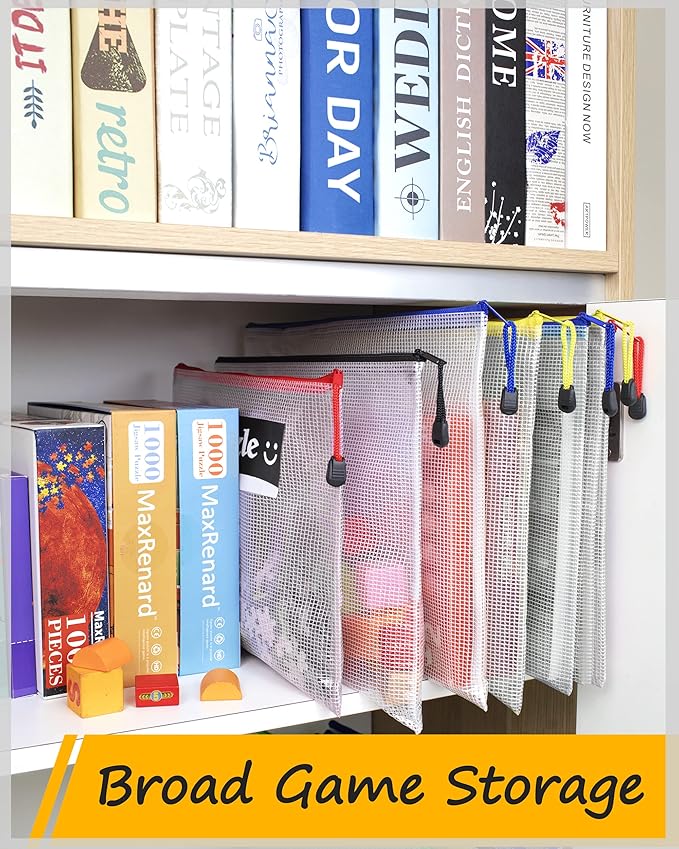 SUNEE Plastic Mesh Zipper Pouch 4x9 in (6 Colors, 12 Packs), Small Water-Resistant Zip Bag for School Office Supplies, Pencil Organizing Storage