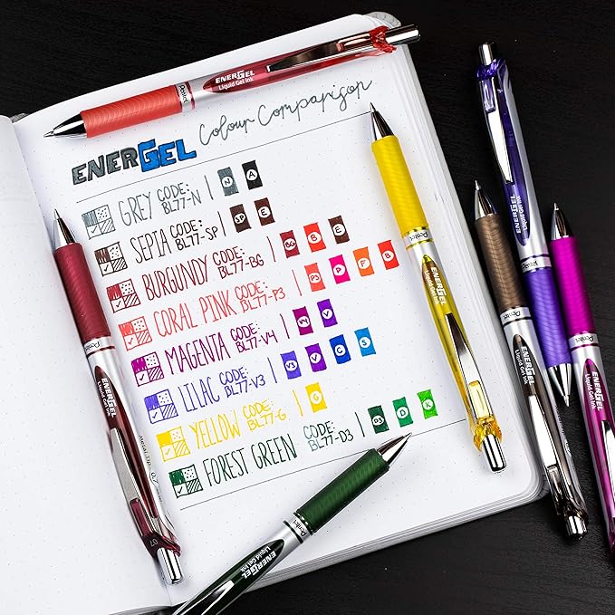 Pentel Refill Ink - For EnerGel Gel Pen, 0.7mm Metal Tip, Medium, Yellow Ink, 12 pack (LR7-G)