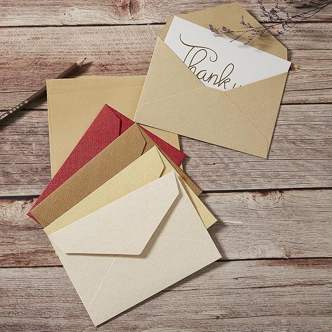 Tuhangcc Stationery Writing Paper and Envelopes Set with Jute Rope 4 X 6 for Writing Letter, (20 Best Paper with 10 Heavyweight envelopes),by Better Gift Office Products(Yellow)