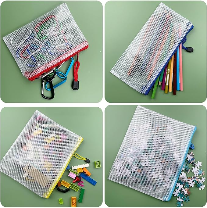 Oaimyy-B5(7"x 11"), Mesh Zipper Pouch Document Folders Bag Plastic Zip File Folders for School Office Supplies, Travel, Organizing Storage-Black,6 Pcs