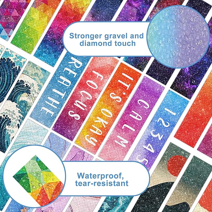 50PCS Calm Strips for Anxiety Sensory Stickers Calm Stickers for Relieve Adults Kids Teens Fidgets Stress Office&Classroom Supplies Anxiety Relief Items with Tactile Textured Surface Patterns(Multi)