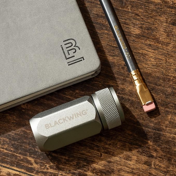 Blackwing One-Step Long Point Sharpener, German Steel Blade, Sharp Curved Point, Machined Aluminum, Grey
