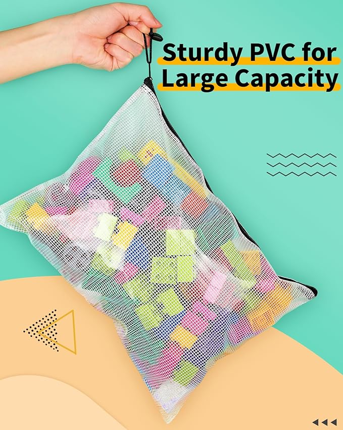 Smarpau A5 Mesh Zipper Pouch, 24 Pack 9.5" x 7.1" Plastic Zipper Pouches for Organizing, Multipurpose Waterproof Zipper Bags for Travel, Office, Home Storage, Black