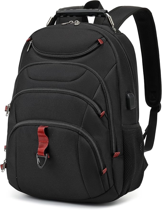 Laptop Backpack for Men - Stylish College Bookbag for Daily Commutes and Travel - 15 inch Travel Laptop Backpack with USB Charging Port - Waterproof - Black