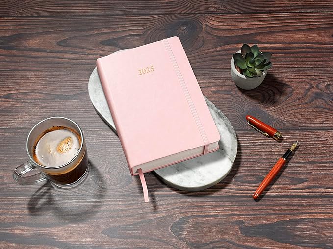 Wykeham's Executive 2025 Daily Journal Planner – Customization Available (Rose, 8.5"×5.5")