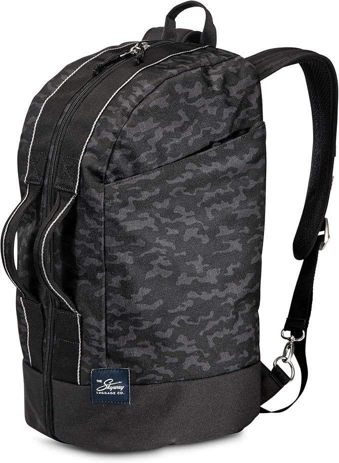 Skyway Luggage Rainier Compact Duffel Backpack, Eco-Friendly, Made of 100% rPET Travel Laptop Bag for Women & Men, Flight Approved Carry On Bag, 30L, Kohala Black