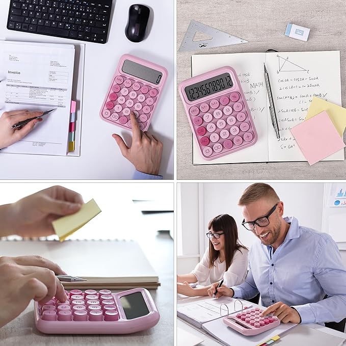 Mr. Pen- Mechanical Switch Calculator, 12 Digits, Large LCD Display, Pink Calculator Big Buttons, Mechanical Calculator, Calculators Desktop Calculator, Cute Calculator, Aesthetic Calculator Pink
