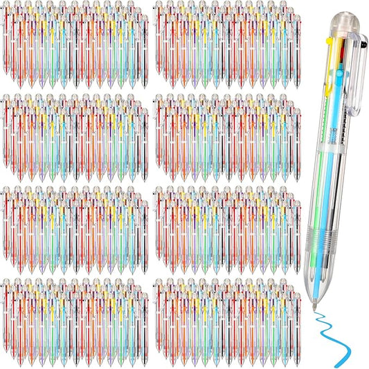Handepo 150 Pcs 6 in 1 Multicolor Ballpoint Pen Bulk 0.5 mm 6 Color Retractable Ballpoint Pack Colorful Ink Rainbow Pen Supplies Party Favors for Office School Teacher Gift Carnival Reward