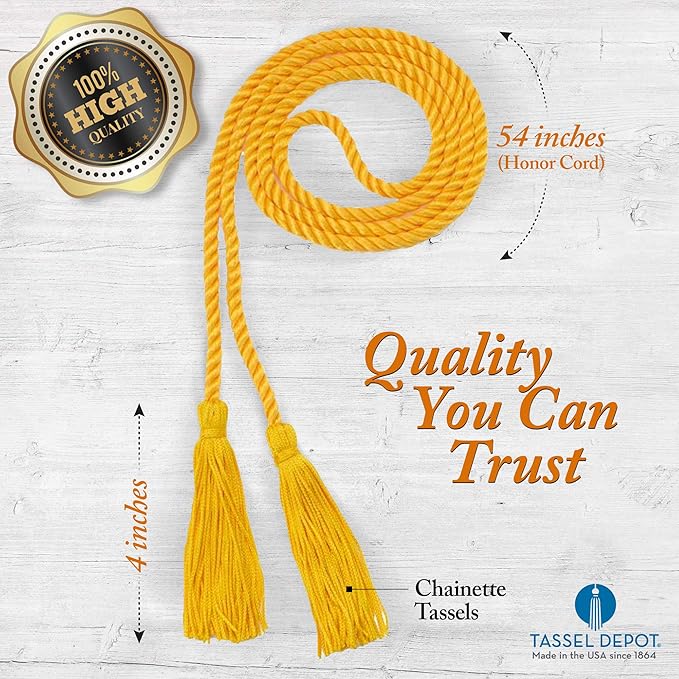 Tassel Depot Graduation Honor Cord - DK Green/OLDGOLD - Every School Color Available - Made in USA