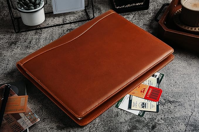 Personalized Leather Portfolio, Engraved Portfolio for Men Leather Clipboard Portfolio Binder, Custom Padfolio Leather Legal Pad Portfolio, Christmas Gift for His/Her (Clipboard, Brown-Standard)