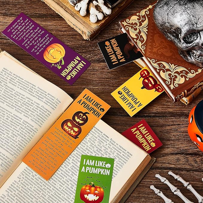 Gueevin 60 Pieces Halloween Bookmarks Pumpkin Bible Verses Bookmarks Christian Bookmarks Religious Book Markers for Women Girl Book Lovers Church Baptism Christian Halloween Gifts