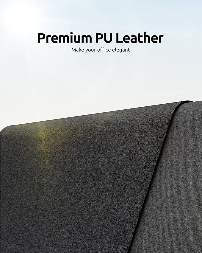 YSAGi Leather Desk Mat, Large Mouse Mat, Non-Slip Desk Pad Desk Protector Mat, Waterproof PU Leather Laptop Mat Table Mat Desk Writing Pad for Office and Home (90 x 43 cm, Black)