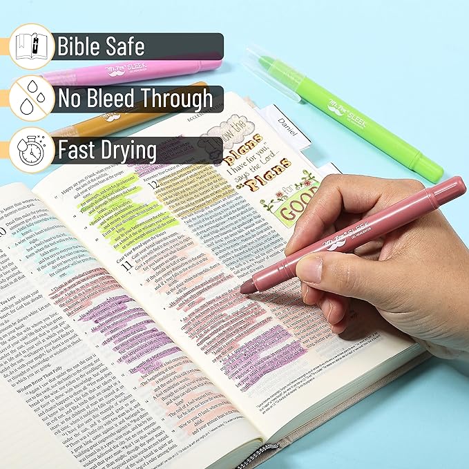 Mr. Pen- Gel Highlighter, 8 Pack, Assorted Colors, Bible Highlighters No Bleed, No Bleed Highlighters, Bible Highlighter, Bible Markers, Gel Highlighters for Bibles, Highlighter