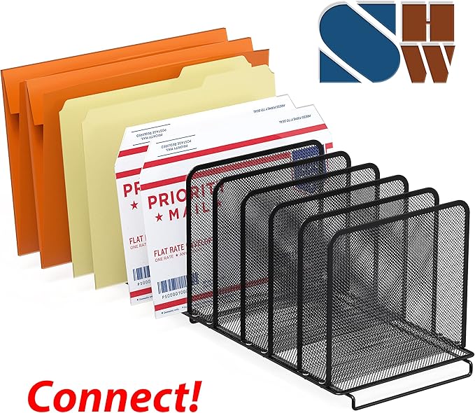Simple Houseware 5 Section Expandable Upright File Sorter Organizer, Black