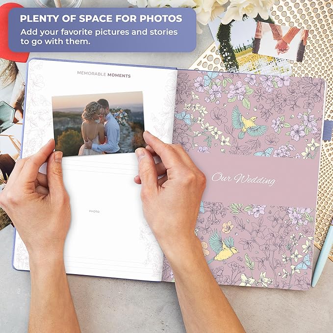Clever Fox Anniversary Journal – Couple Memory Book & Photo Album with Writing Space – Wedding, Bridal Shower & Married Couple Gifts (Lavender)