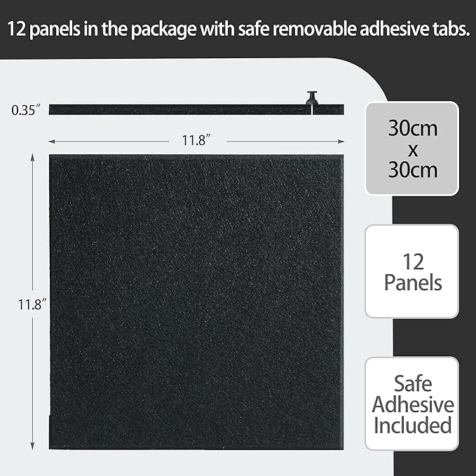Large Felt Bulletin Board(36" x 24"),Cork Board Alternative,6 Pack Felt Wall Tiles with Safe Removable Adhesive Tabs,Notice Pin Board/Message Board/Vision Board for Office, School & Home