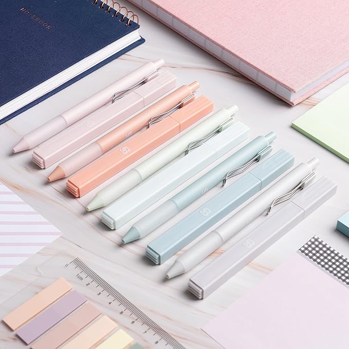 BLIEVE - Aesthetic Highlighters and Gel Pens With Soft Ink And Tip, Bible Highlighters and Pens No Bleed, Dry Fast Easy to Hold, for Bible Journaling Planner School Supplies (Pastel)