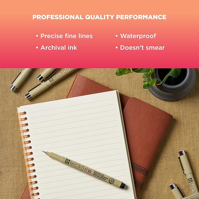 SAKURA Pigma Micron Fineliner Pens - Archival Black Ink Pens - Pens for Writing, Drawing, or Journaling - Assorted Point Sizes - 72 Pack