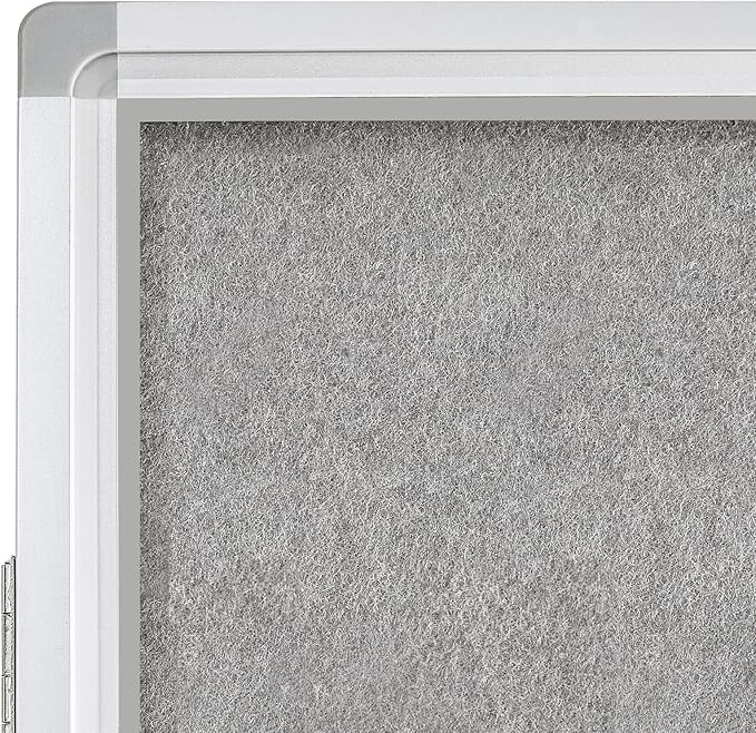Lockable Display Case 24"x36" - Aluminum Enclosed Bulletin Board with Felt Lining - Wall Mounted Cabinet for School Office, Poster Memo Board