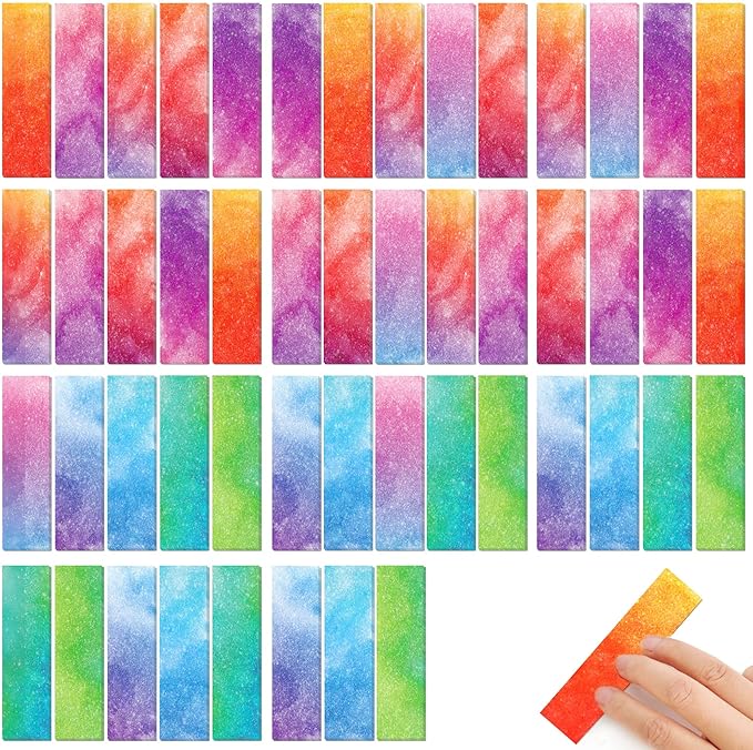 50PCS Calm Strips for Anxiety Sensory Stickers Calm Stickers for Relieve Adults Kids Teens Fidgets Stress Office&Classroom Supplies Anxiety Relief Items with Tactile Textured Surface(Watercolor)