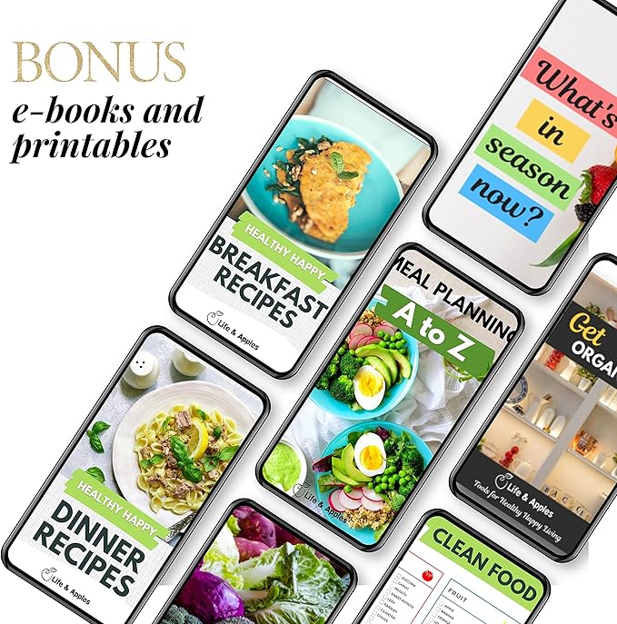 Life & Apples Wellness Journal Pro for Healthy Living - Daily Planner Journal with Agenda, Food Journal, Fitness and Self-Care - Track Weight Loss Diet and Health Goals - 7X10 Inch, Undated, Find Joy