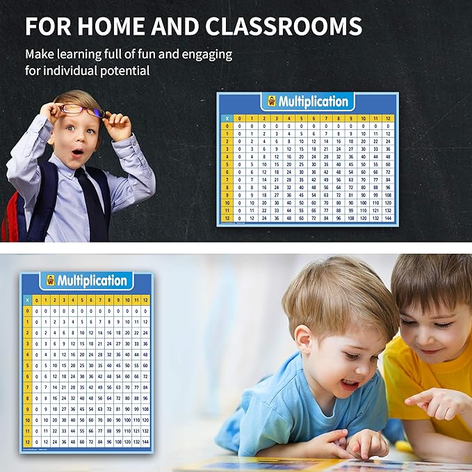 UNCLE WU Multiplication Chart Dry Erase Poster for Kids - Educational Times Table Math Chart for Elementary School(18" x 24",Laminated)