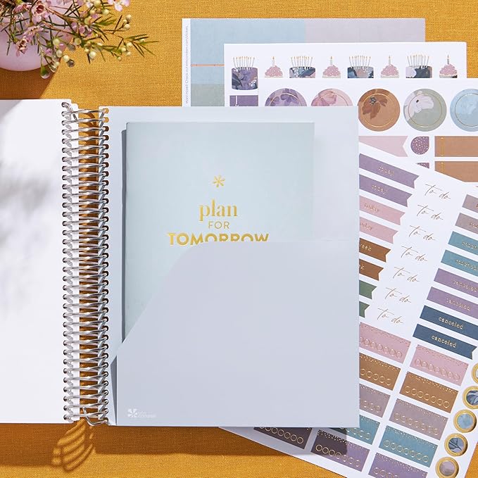Erin Condren 12-Month Spiral Life Planner (Jan 2025 - Dec 2025) | 7x9 Weekly Planner with Monthly Calendars | Layers Colorful Covers, Bold Blooms Interior, Vertical Layout, Platinum Coil