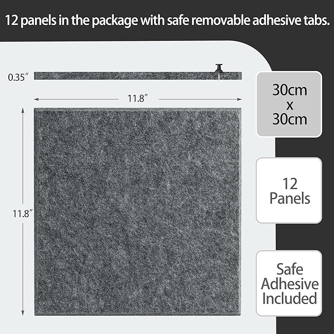 Large Felt Bulletin Board(36" x 24"),Cork Board Alternative,6 Pack Felt Wall Tiles with Safe Removable Adhesive Tabs,Notice Pin Board/Message Board/Vision Board for Office, School & Home