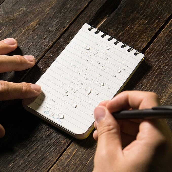 Rite in the Rain Weatherproof Top Spiral Notebook, 3" x 5", Yellow Cover, Universal Pattern, 6 Pack (No. 135L6)