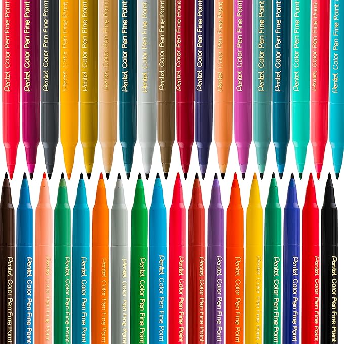 Pentel Arts Color Pen, 6 Color Set (S360-6)