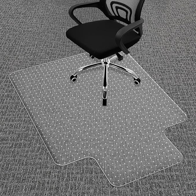 Chair Mat for Carpet, Office Chair Mat for Carpeted Floors, Computer Desk Chair Mat for Office Chair on Carpets, Clear Thick and Sturdy Carpet Floor Mats for Home Office (30" X 48" with Extended Lip)